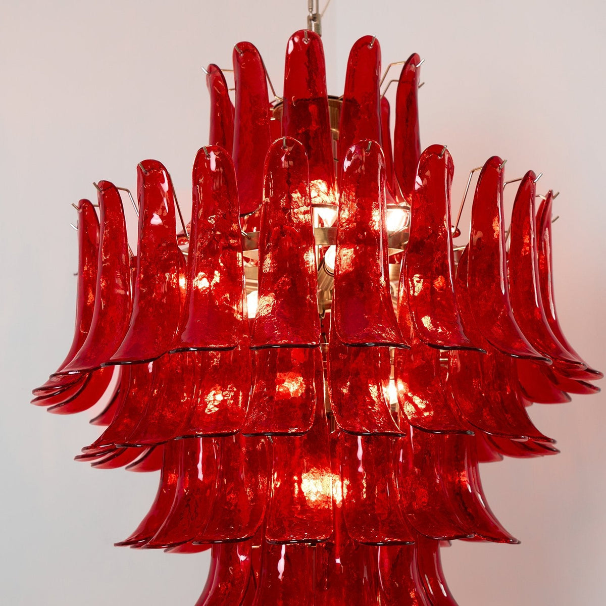 Glass Crimson Cascade Chandelier – Ambient Illumination in Luxury Interior Setting View 6