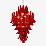 Glass Crimson Cascade Chandelier – Handcrafted Architectural Luxury Lighting Fixture