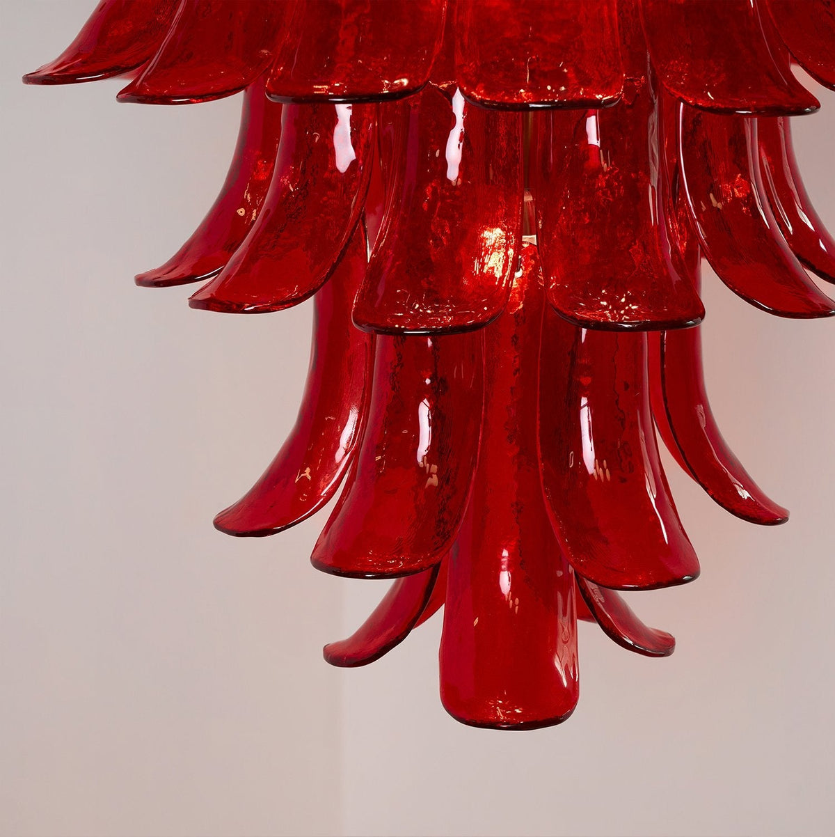 Glass Crimson Cascade Chandelier – Ambient Illumination in Luxury Interior Setting View 8