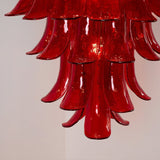 Glass Crimson Cascade Chandelier – Ambient Illumination in Luxury Interior Setting View 8