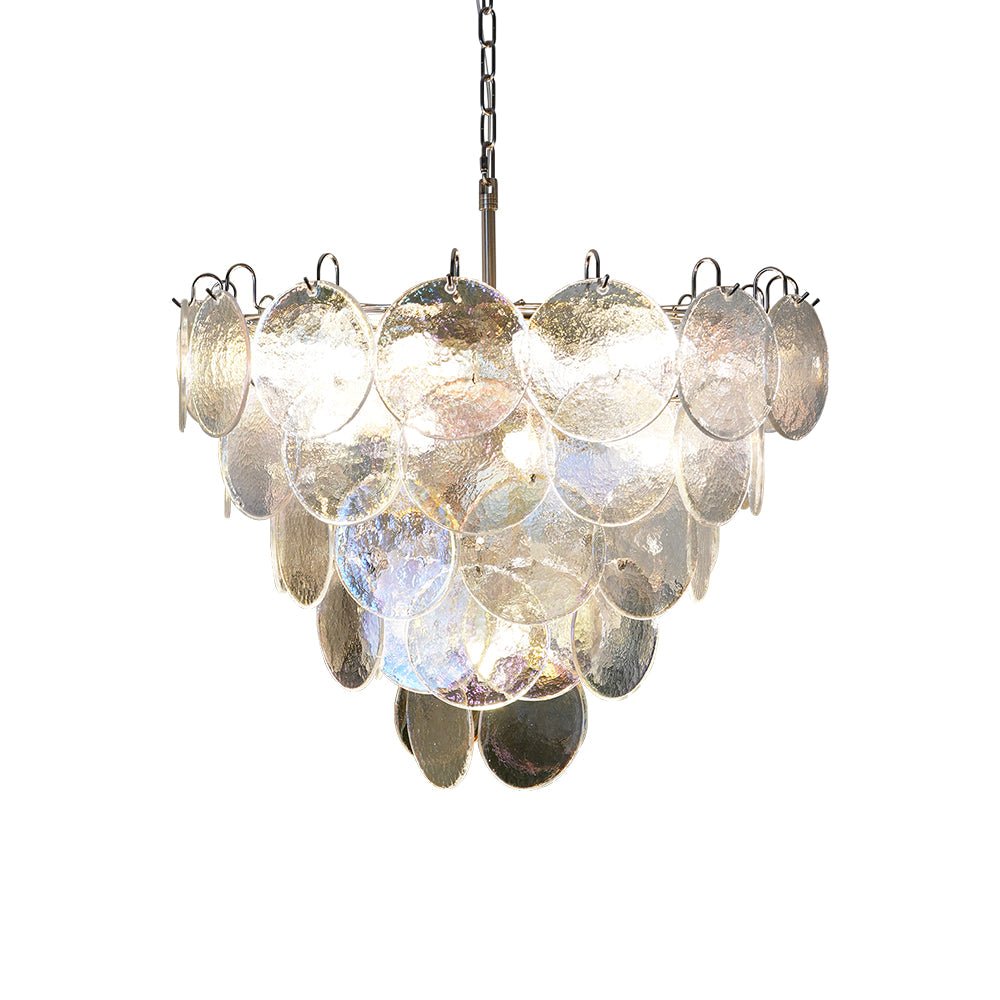 Glass Disc Iridescent Chandelier – Ambient Illumination in Luxury Interior Setting View 16