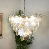 Glass Disc Iridescent Chandelier – Handcrafted Material Texture and Detail View