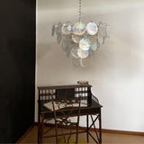 Glass Disc Iridescent Chandelier – Ambient Illumination in Luxury Interior Setting View 7
