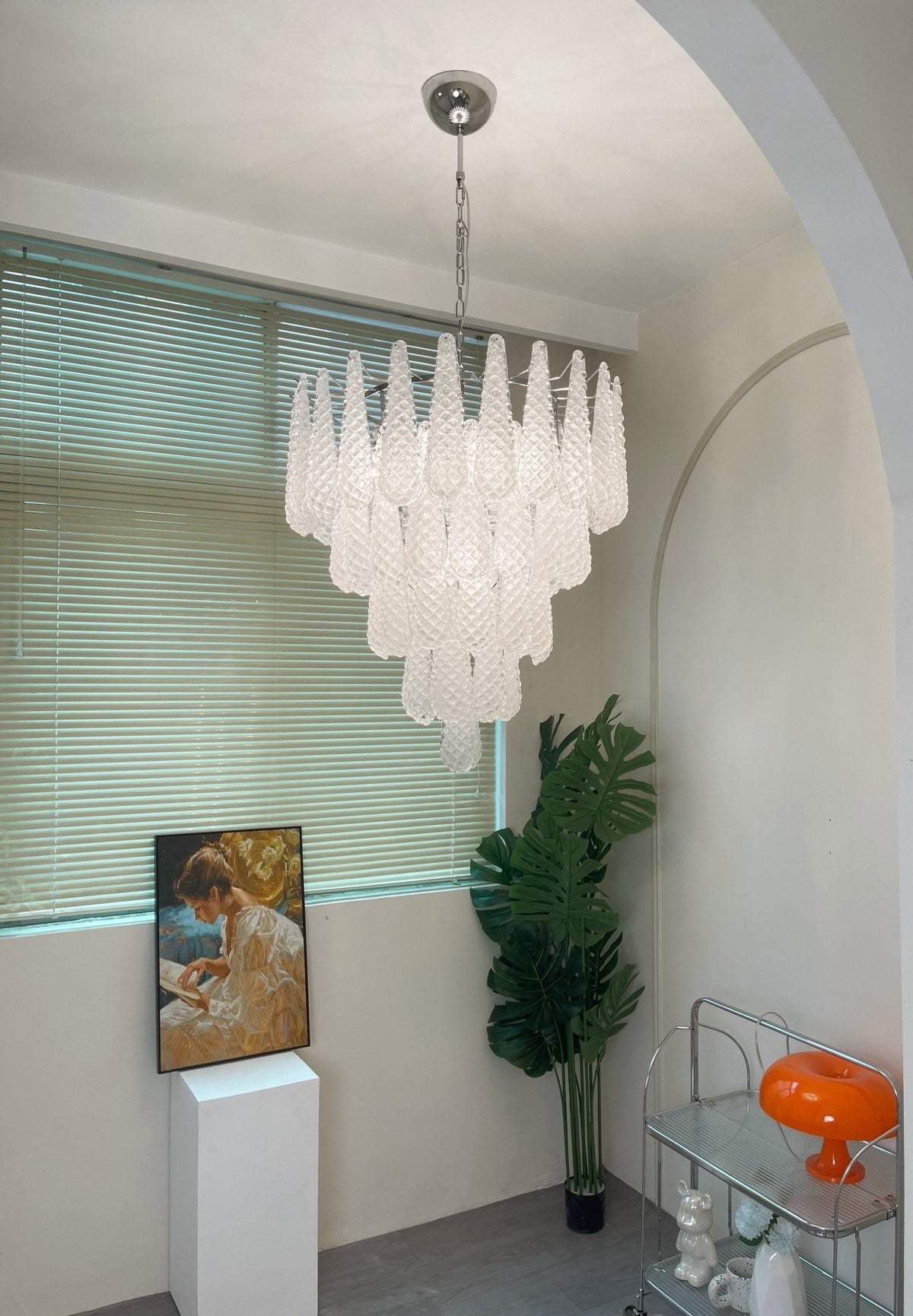 Glass Dewdrop Curated Mouth-Blown Frosted Glass – structural canopy joint detail