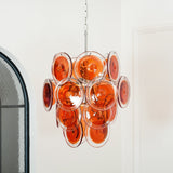 Orange Disk Glass Chandelier – Ambient Illumination in Luxury Interior Setting View 7