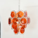 Orange Disk Glass Chandelier – Ambient Illumination in Luxury Interior Setting View 3