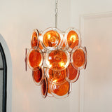 Orange Disk Glass Chandelier – Ambient Illumination in Luxury Interior Setting View 4