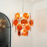 Orange Disk Glass Chandelier – Ambient Illumination in Luxury Interior Setting View 11