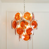 Orange Disk Glass Chandelier – Ambient Illumination in Luxury Interior Setting View 13