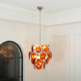 Orange Disk Glass Chandelier – Ambient Illumination in Luxury Interior Setting View 14