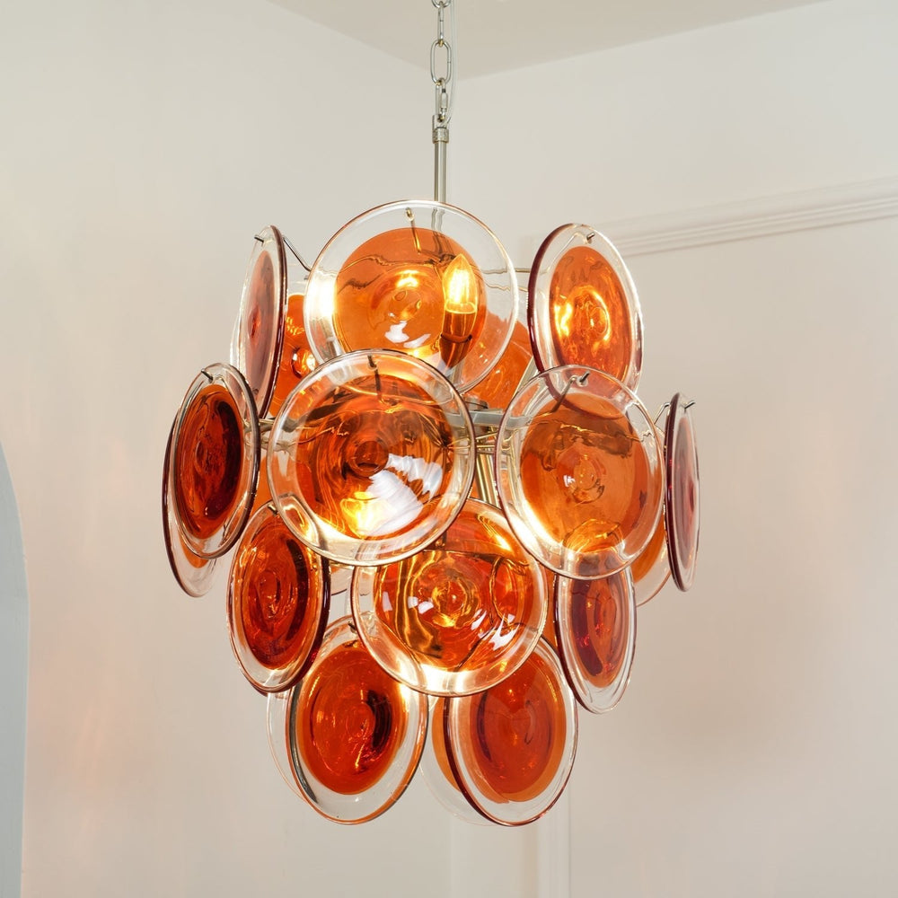 Orange Disk Glass Chandelier