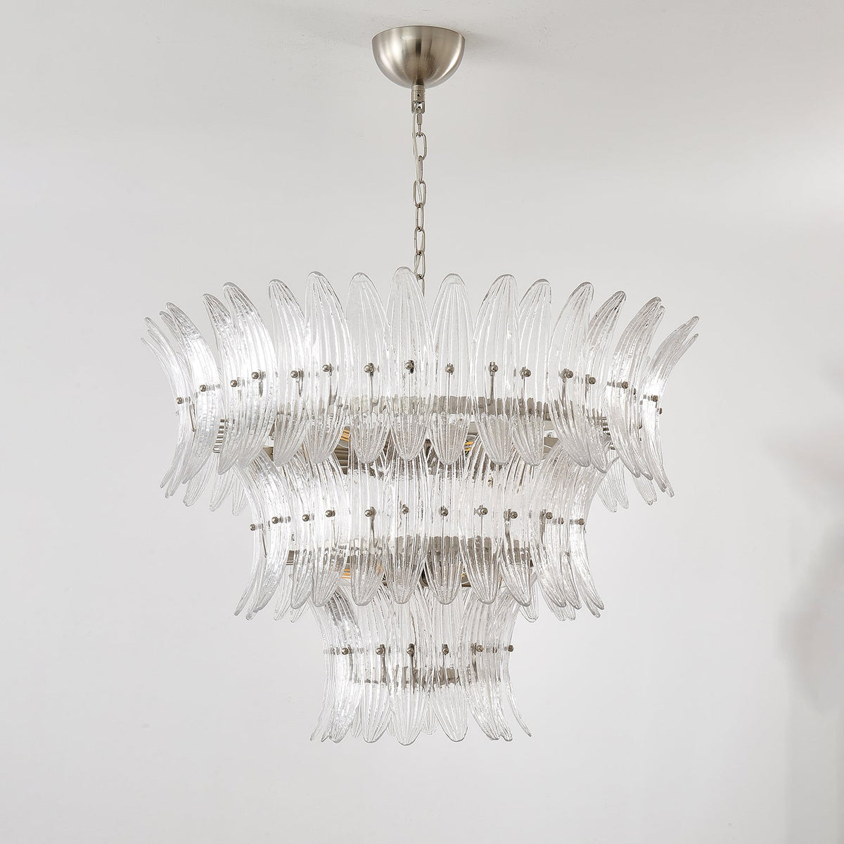 Glass Palmette Chandelier – Handcrafted Material Texture and Detail View