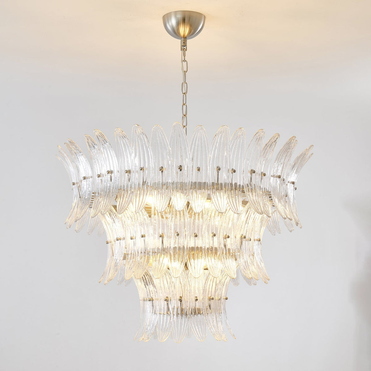 Glass Palmette Chandelier – Ambient Illumination in Luxury Interior Setting View 12