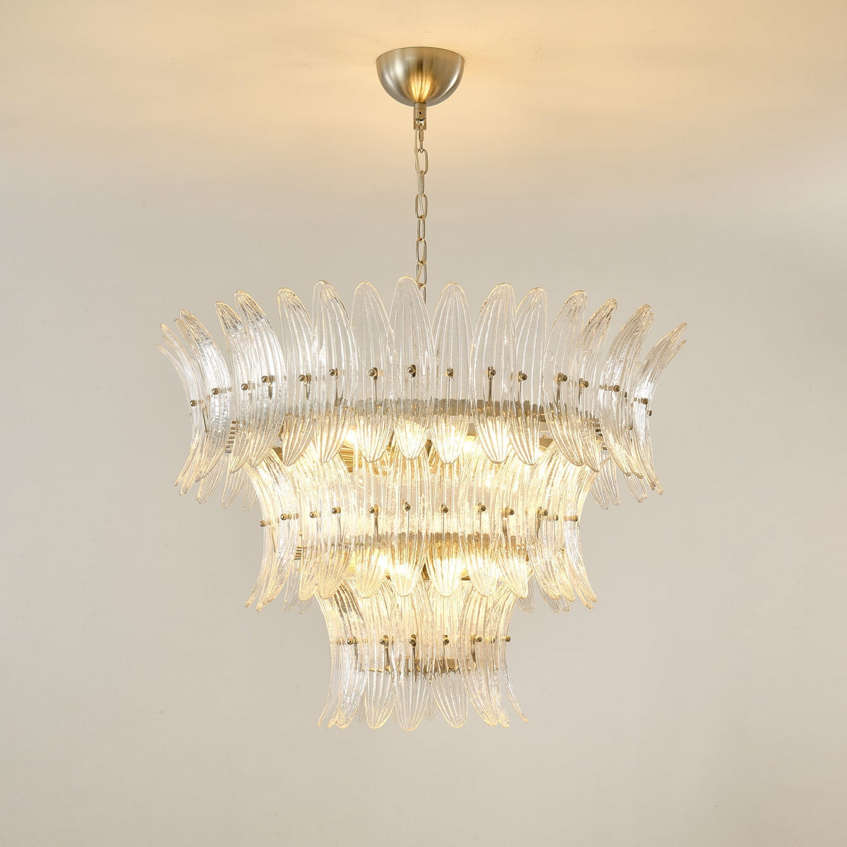 Glass Palmette Chandelier – Ambient Illumination in Luxury Interior Setting View 5
