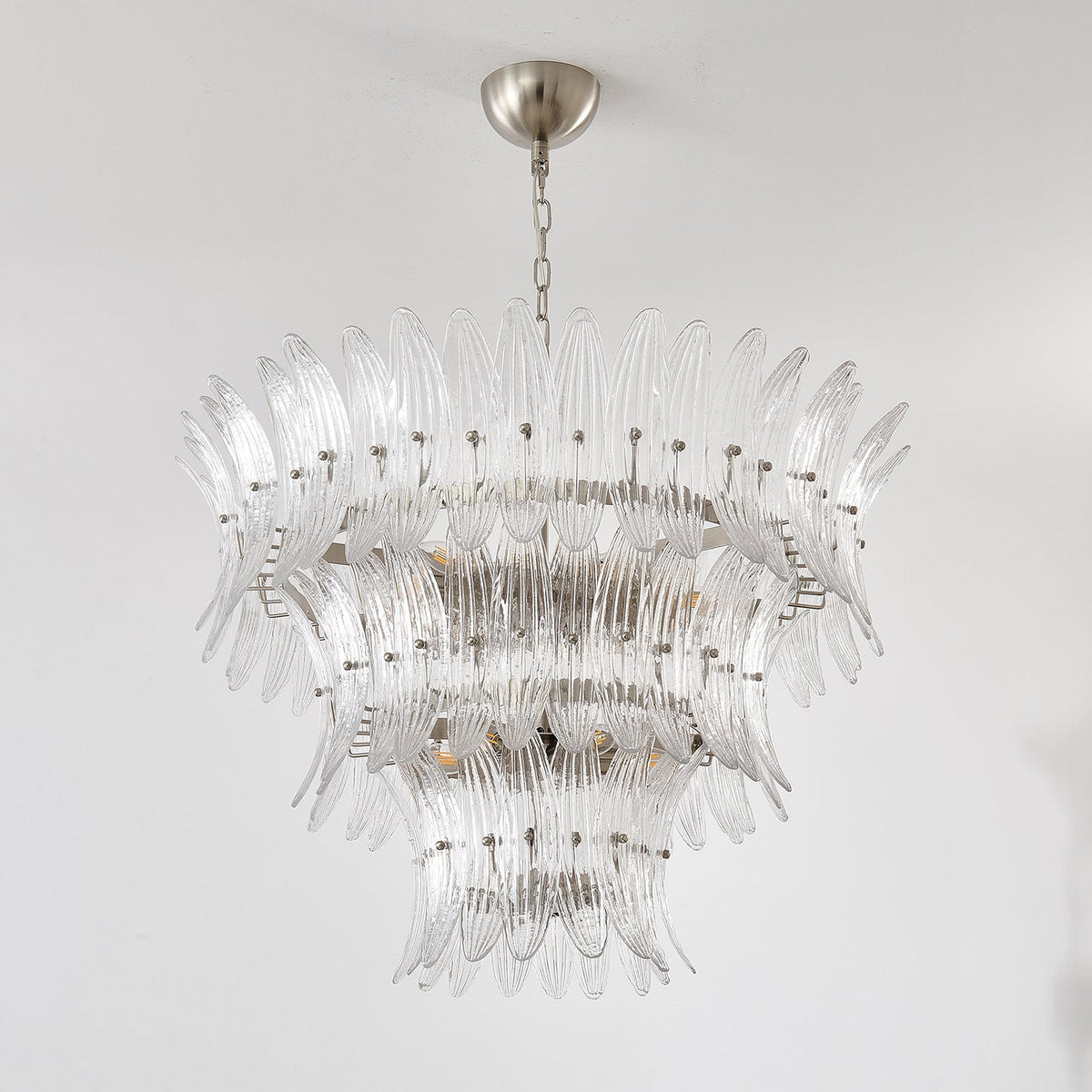 Glass Palmette Chandelier – Ambient Illumination in Luxury Interior Setting View 13