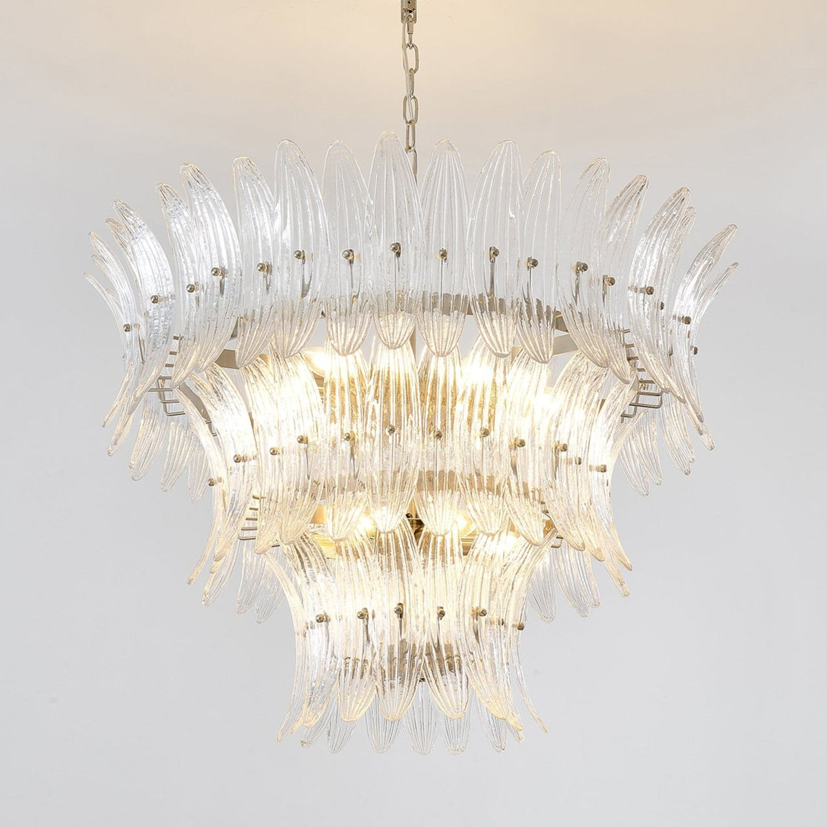 Glass Palmette Chandelier – Ambient Illumination in Luxury Interior Setting View 6