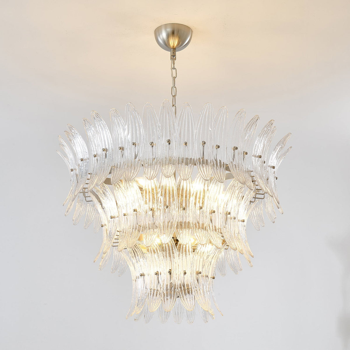 Glass Palmette Chandelier – Ambient Illumination in Luxury Interior Setting View 15