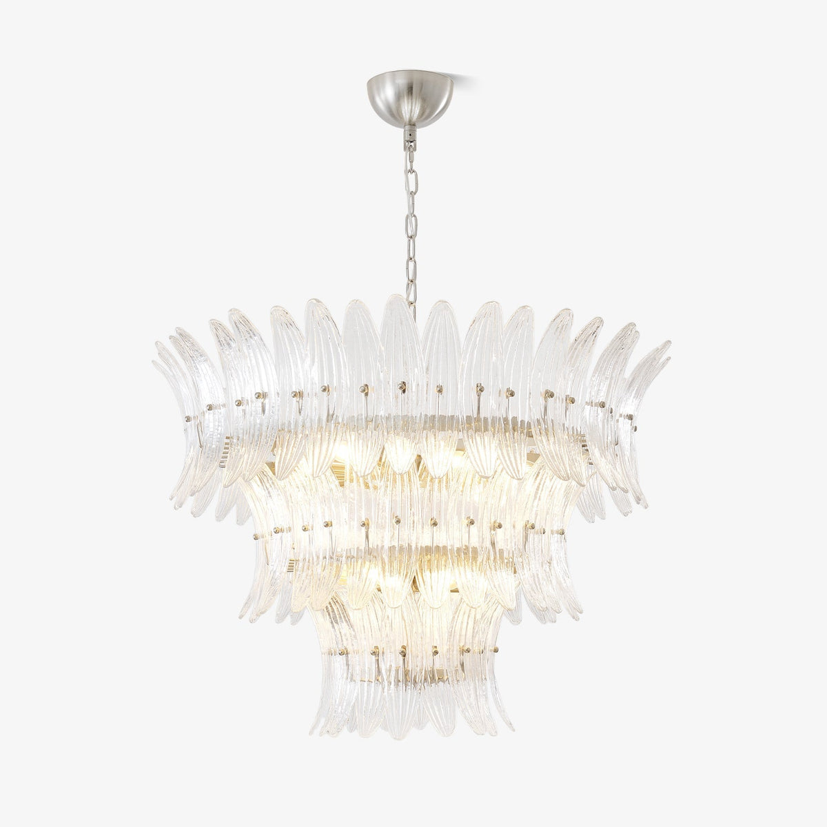 Glass Palmette Chandelier – Ambient Illumination in Luxury Interior Setting View 9