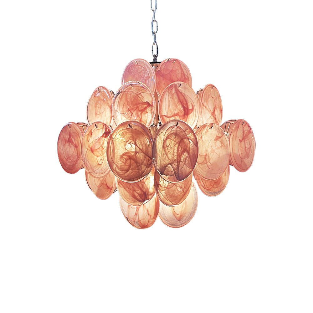 Glass Pink Disc Chandelier – Ambient Illumination in Luxury Interior Setting View 16