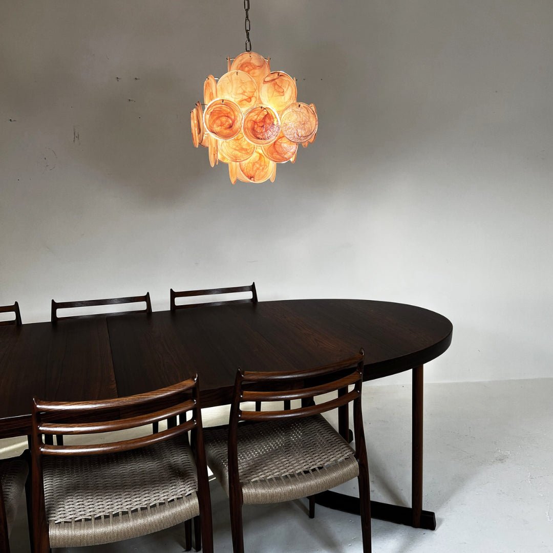 Glass Pink Disc Chandelier – Ambient Illumination in Luxury Interior Setting View 13