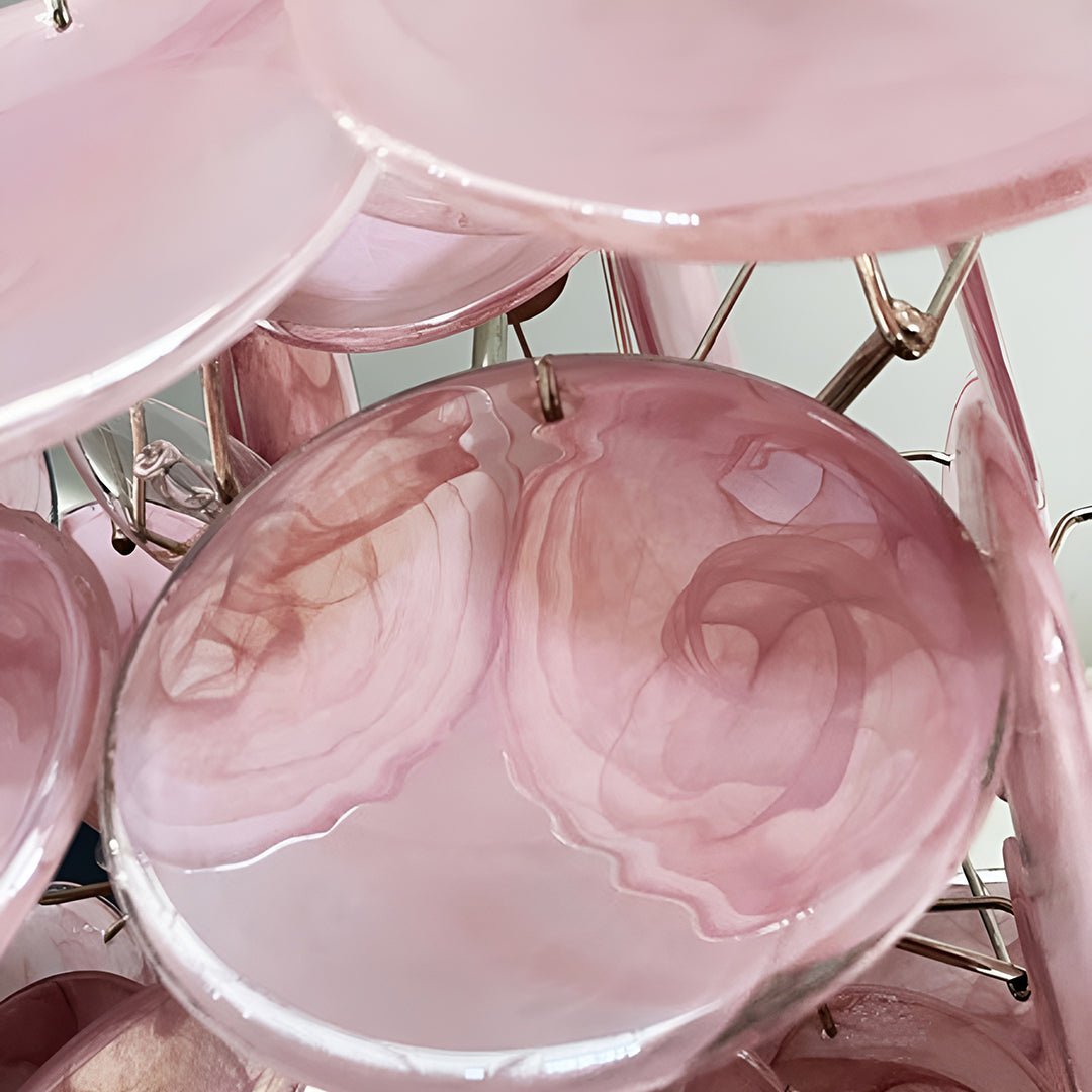 Glass Pink Disc Chandelier – Ambient Illumination in Luxury Interior Setting View 11