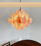Glass Pink Disc Chandelier – Ambient Illumination in Luxury Interior Setting View 6