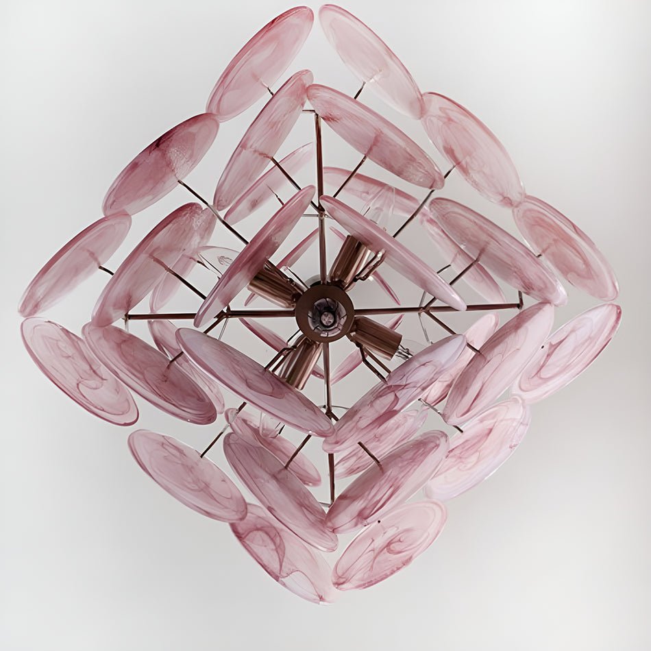 Glass Pink Disc Chandelier – Ambient Illumination in Luxury Interior Setting View 15