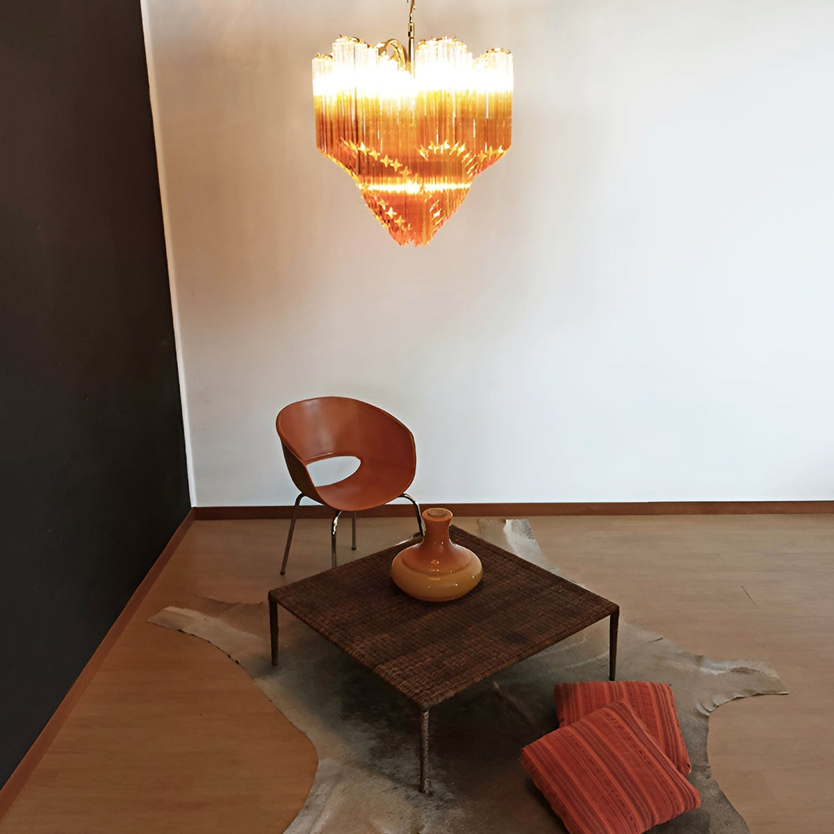 Glass Pink Prism Chandelier – Ambient Illumination in Luxury Interior Setting View 12