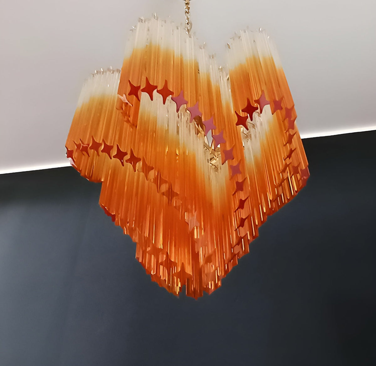 Glass Pink Prism Chandelier – Ambient Illumination in Luxury Interior Setting View 13