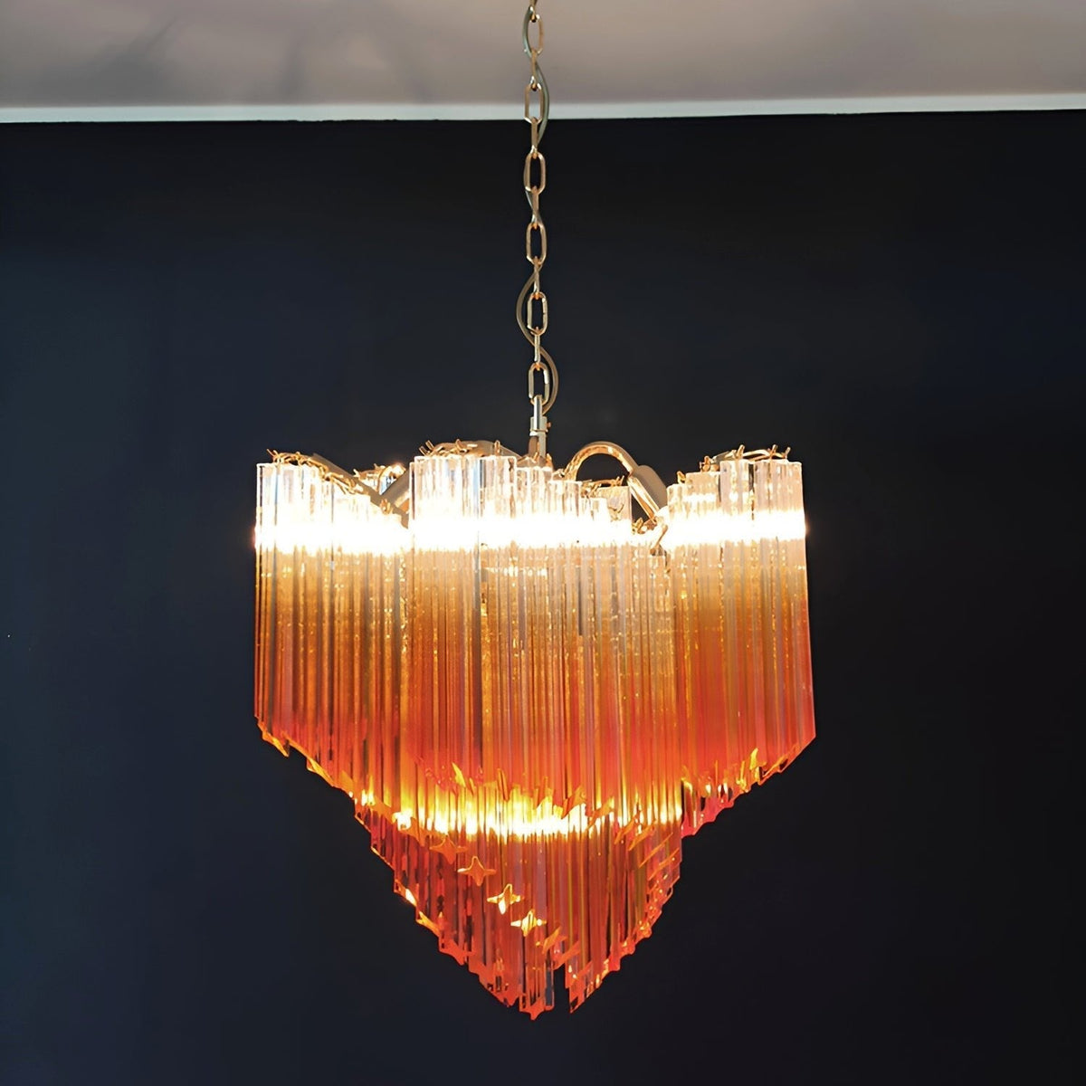 Glass Pink Prism Chandelier – Ambient Illumination in Luxury Interior Setting View 15