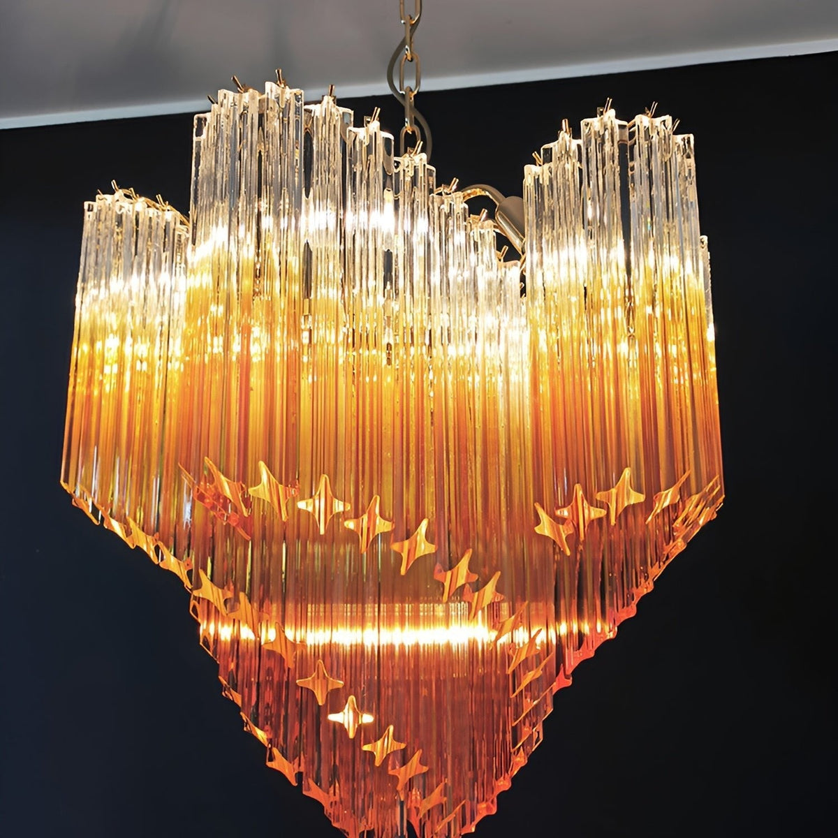 Glass Pink Prism Chandelier – Ambient Illumination in Luxury Interior Setting View 14