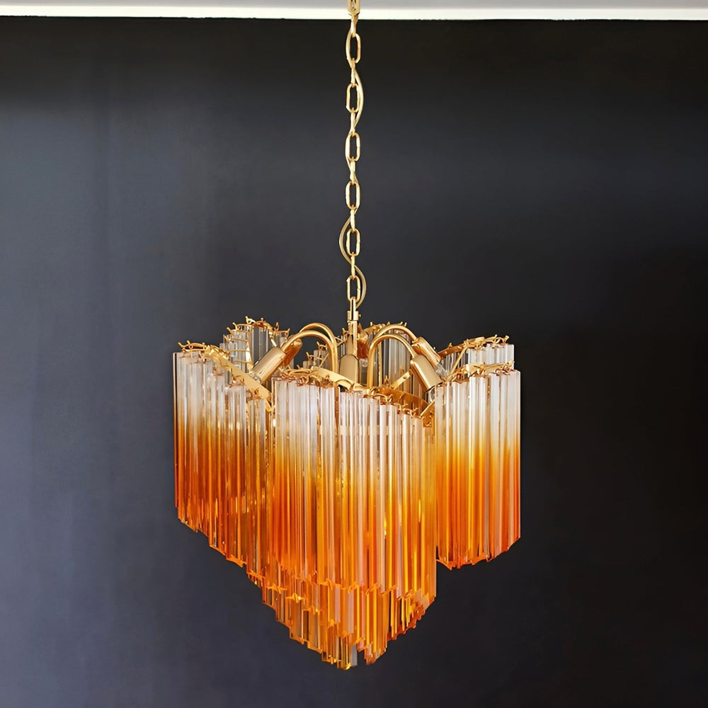 Glass Pink Prism Chandelier