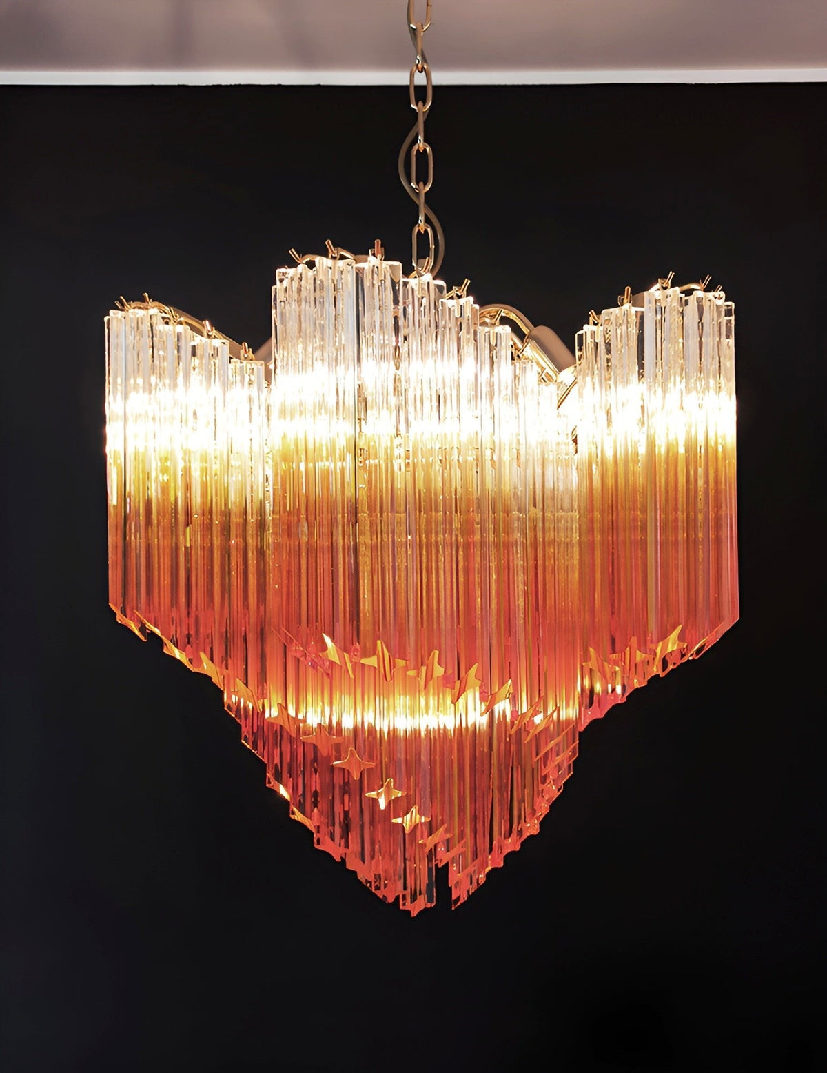Glass Pink Prism Chandelier – Ambient Illumination in Luxury Interior Setting View 7