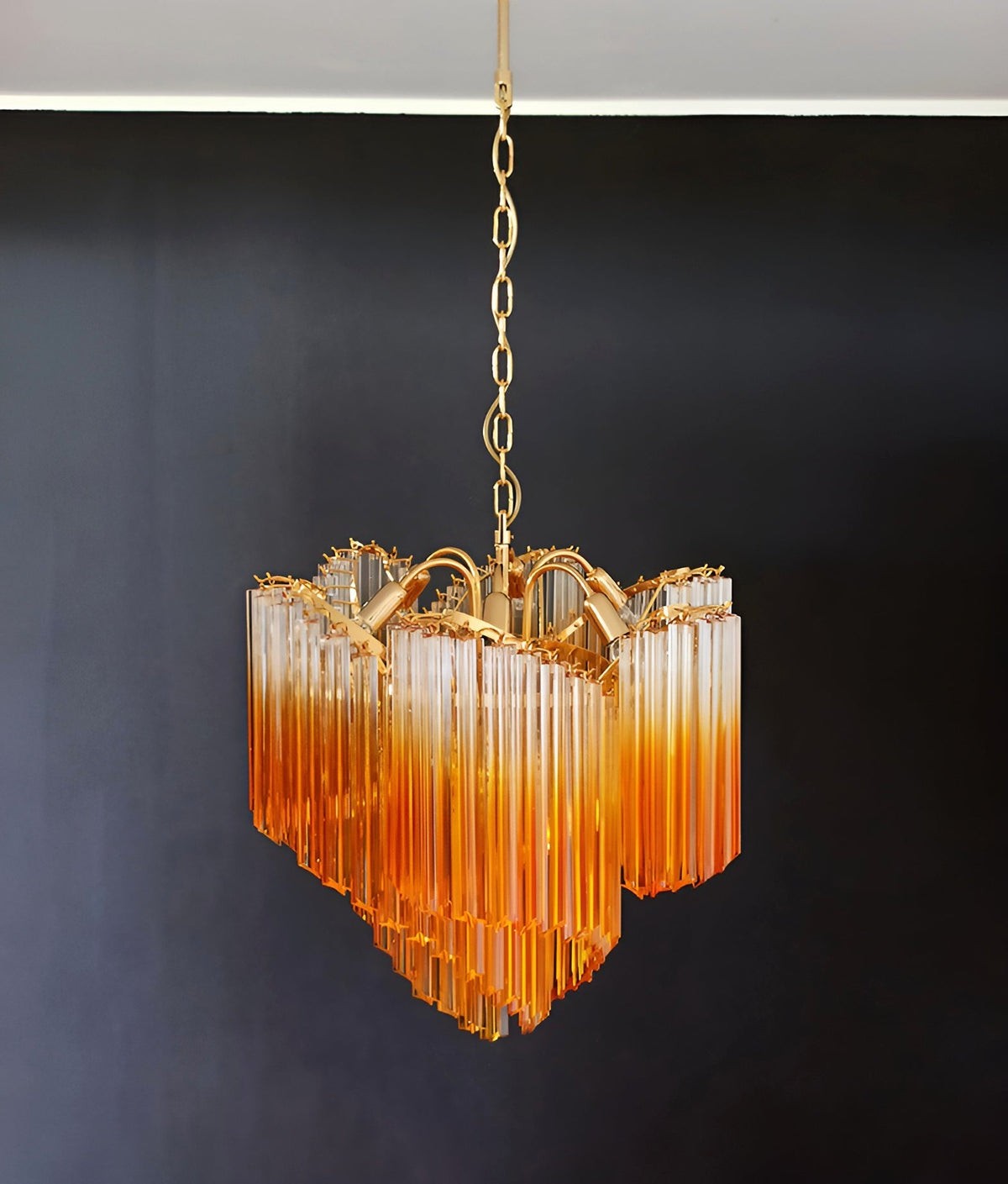 Glass Pink Prism Chandelier – Ambient Illumination in Luxury Interior Setting View 6