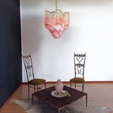 Glass Pink Prism Chandelier – Ambient Illumination in Luxury Interior Setting View 4