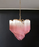 Glass Pink Prism Chandelier – Handcrafted Material Texture and Detail View