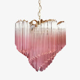 Glass Pink Prism Chandelier – Handcrafted Architectural Luxury Lighting Fixture