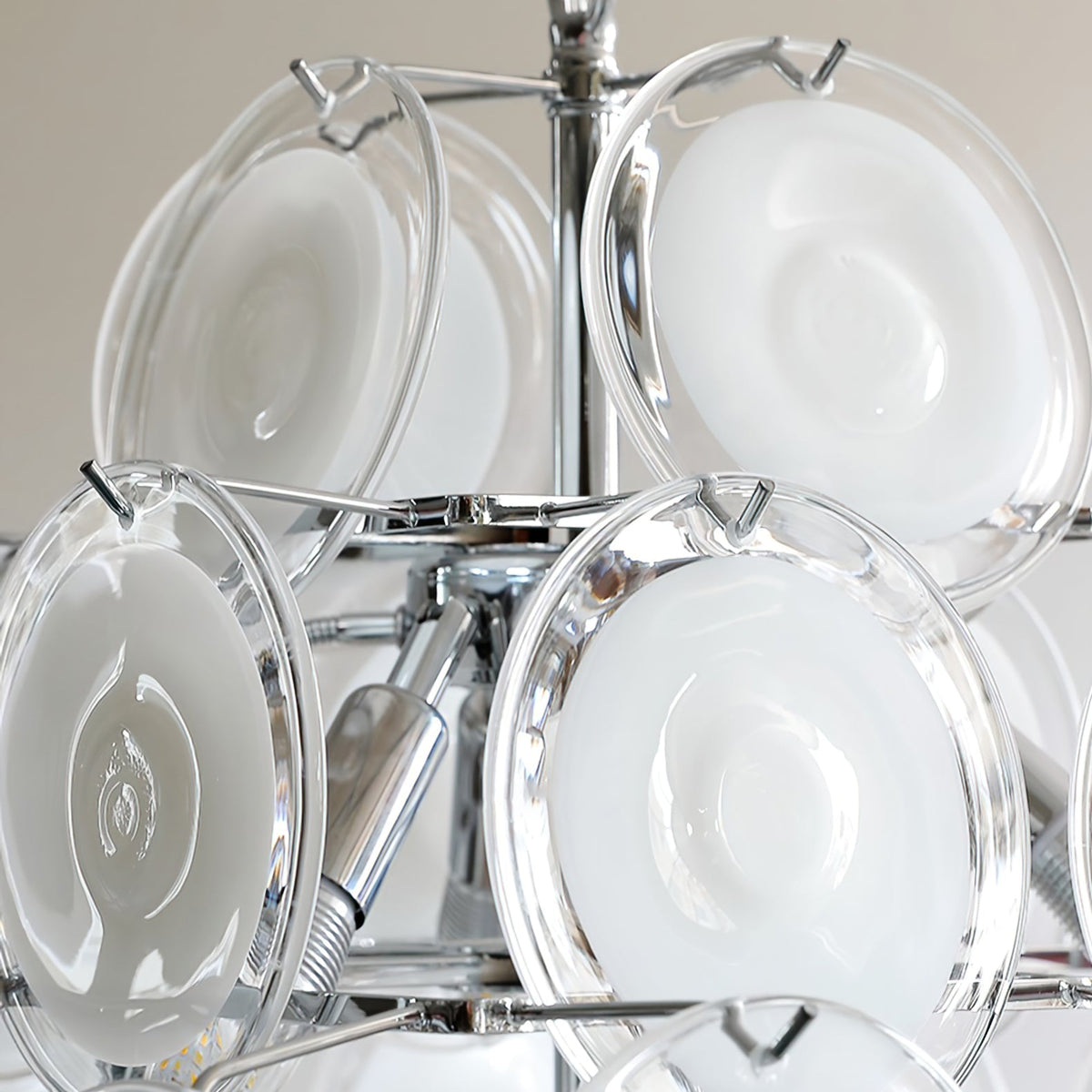 Disc White Glass Curated Mouth-Blown Frosted Gla – full fixture elevation view