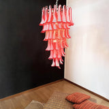 Mouth-Blown Frosted Glass craftsmanship detail on Petala Amber Art Glass Chandelier