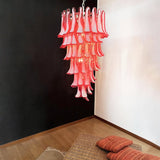 Petala Amber Art Glass Chandelier installed in residential dining space