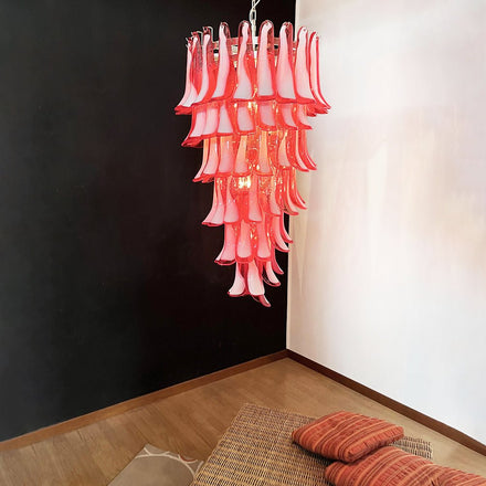 Glass Red Petals Spiral Chandelier
