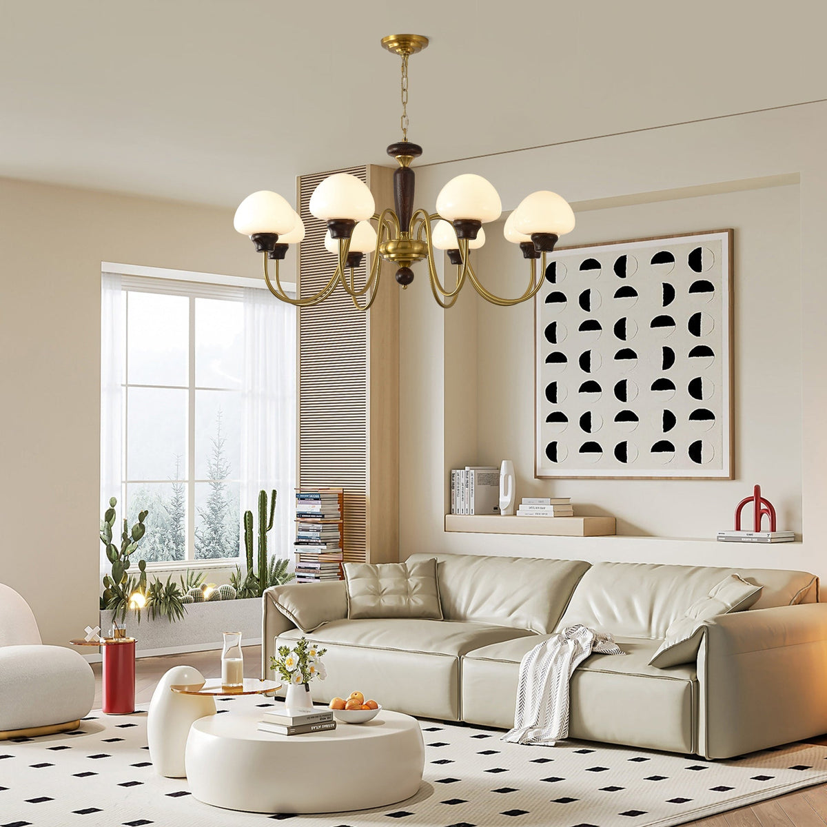 Mushroom Cap Chandelier – Ambient Illumination in Luxury Interior Setting View 3