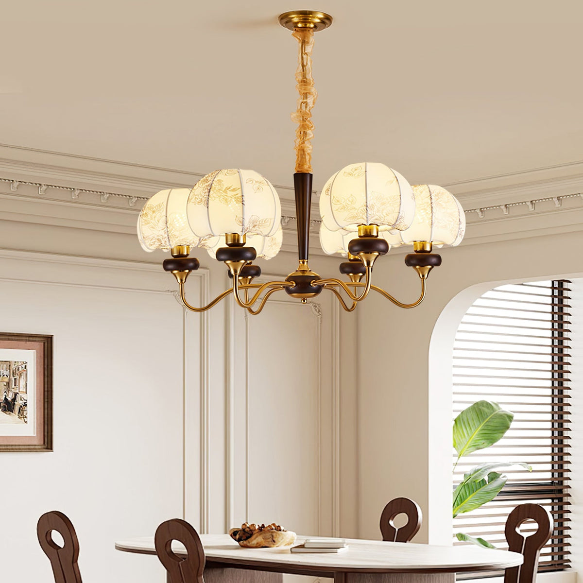 Mushroom Fabric Chandelier – Ambient Illumination in Luxury Interior Setting View 5