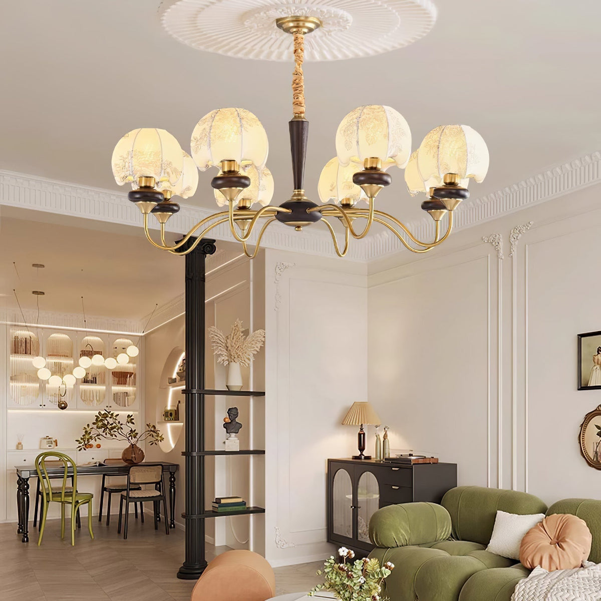 Mushroom Fabric Chandelier – Ambient Illumination in Luxury Interior Setting View 4