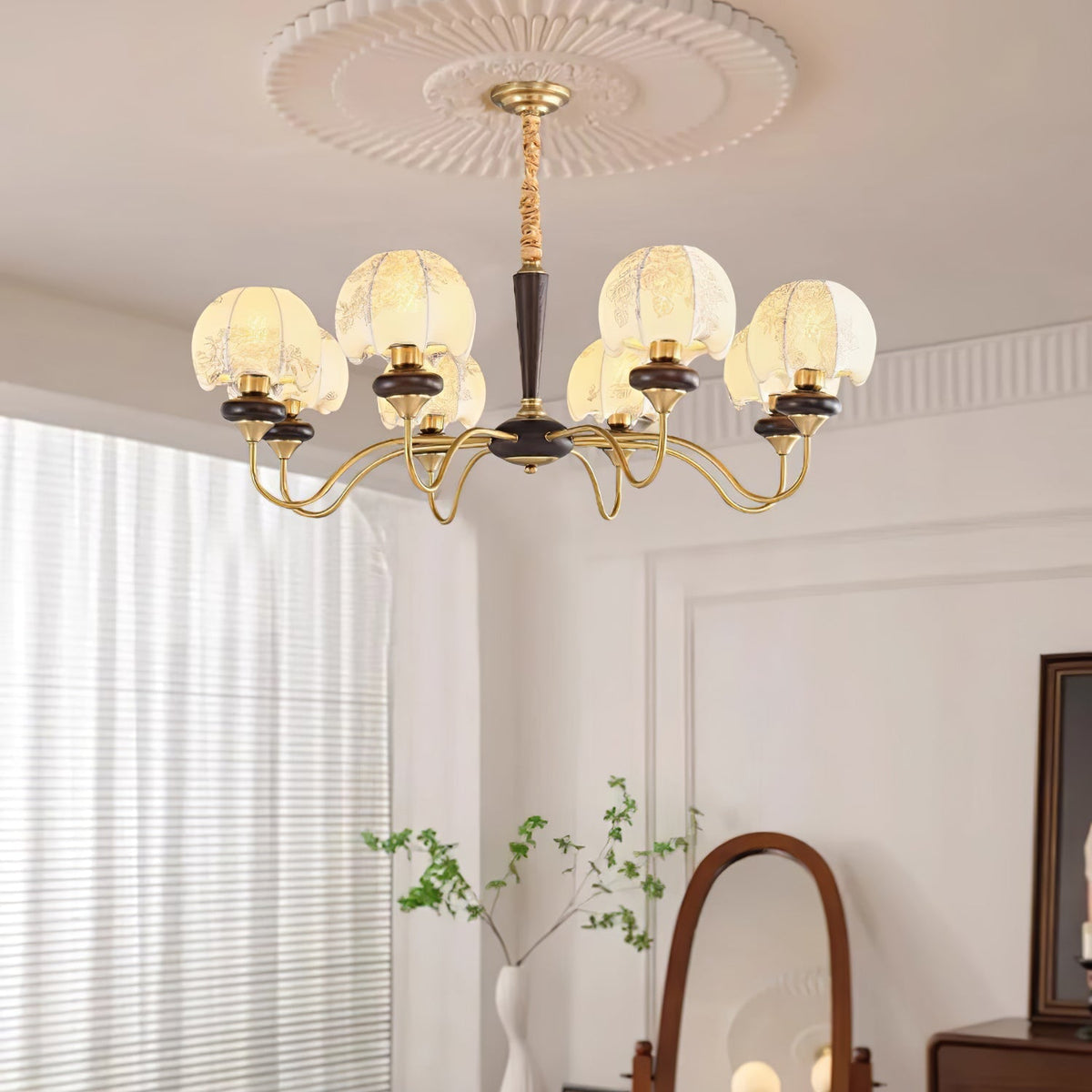 Mushroom Fabric Chandelier – Ambient Illumination in Luxury Interior Setting View 6