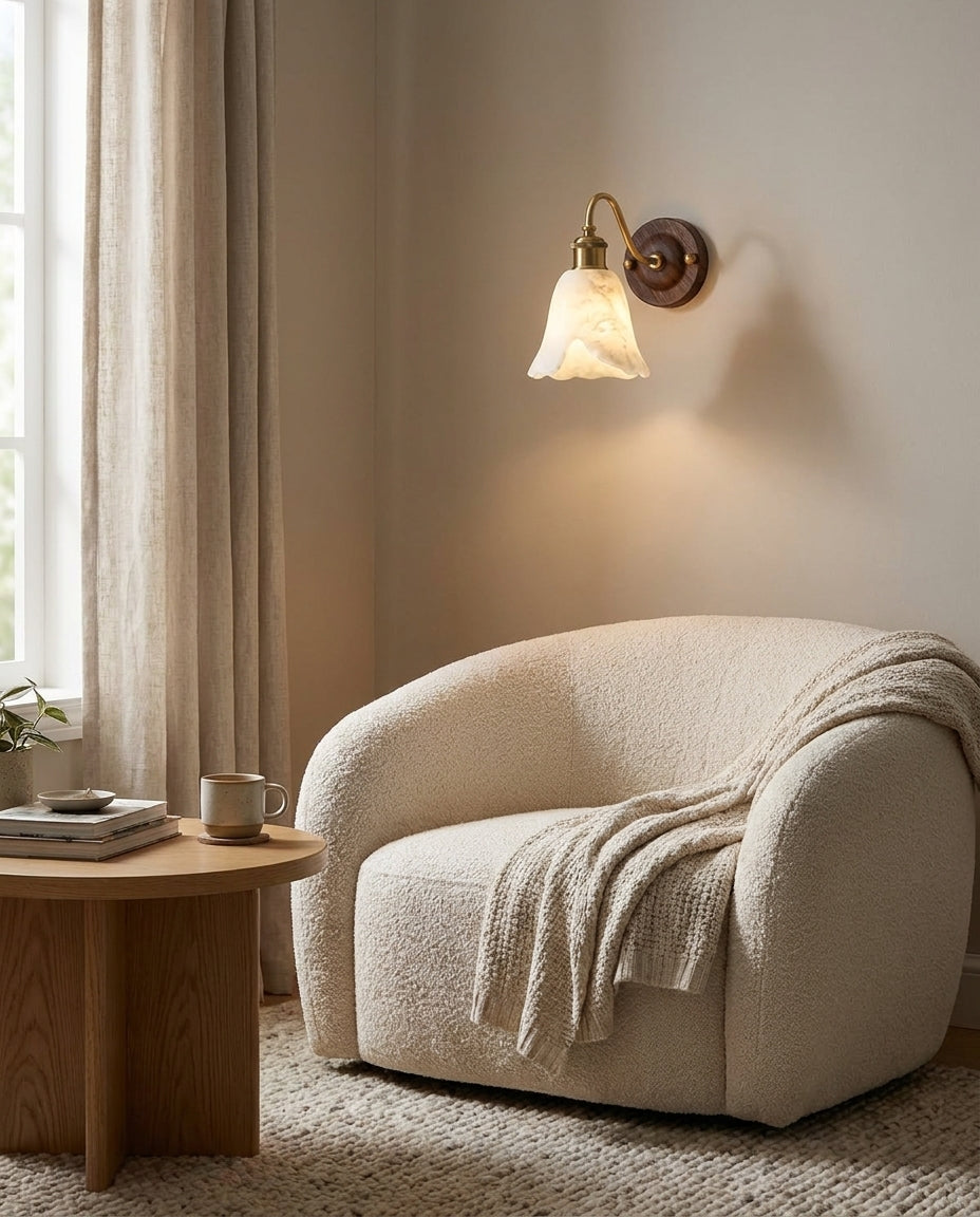 Nalia Alabaster Curated Alabaster Wall Sconce – dimensional scale reference