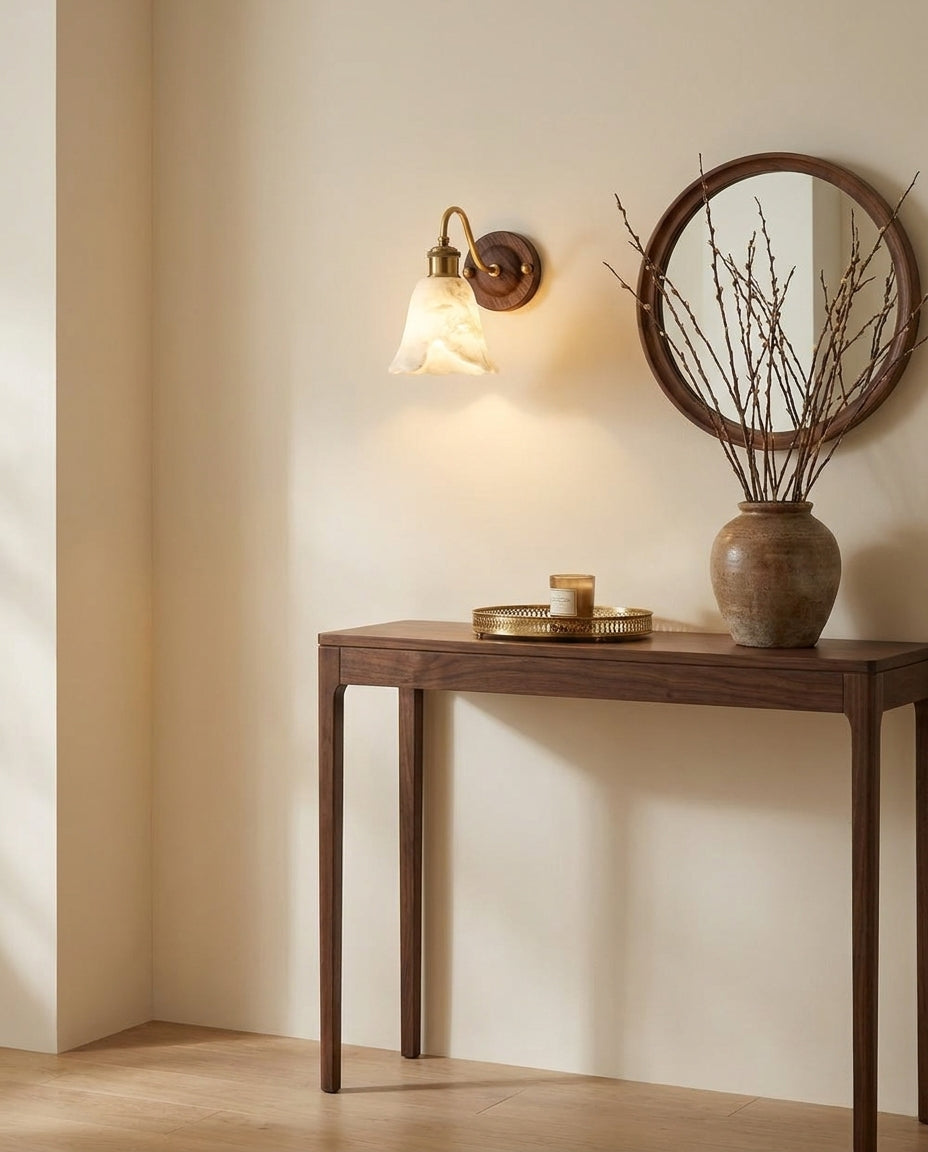 Nalia Alabaster Curated Alabaster Wall Sconce – handcrafted surface texture