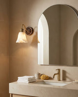 Alabaster craftsmanship detail on Nalia Alabaster Curated Alabaster Wall Sconce