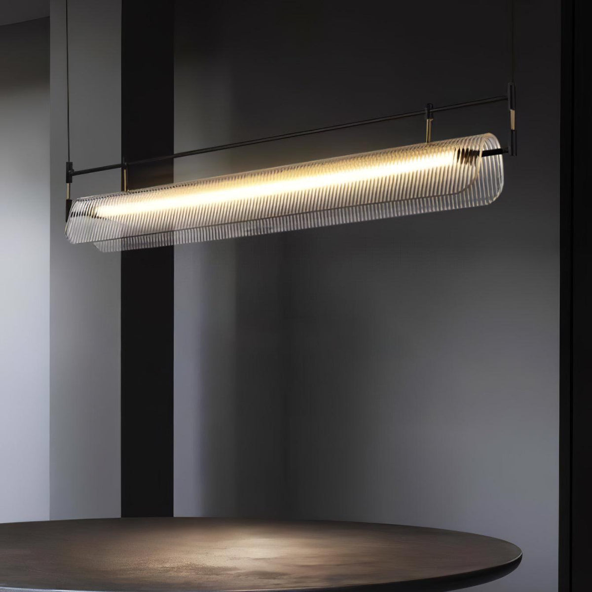 Linear Strip Chandelier – Ambient Illumination in Luxury Interior Setting View 7