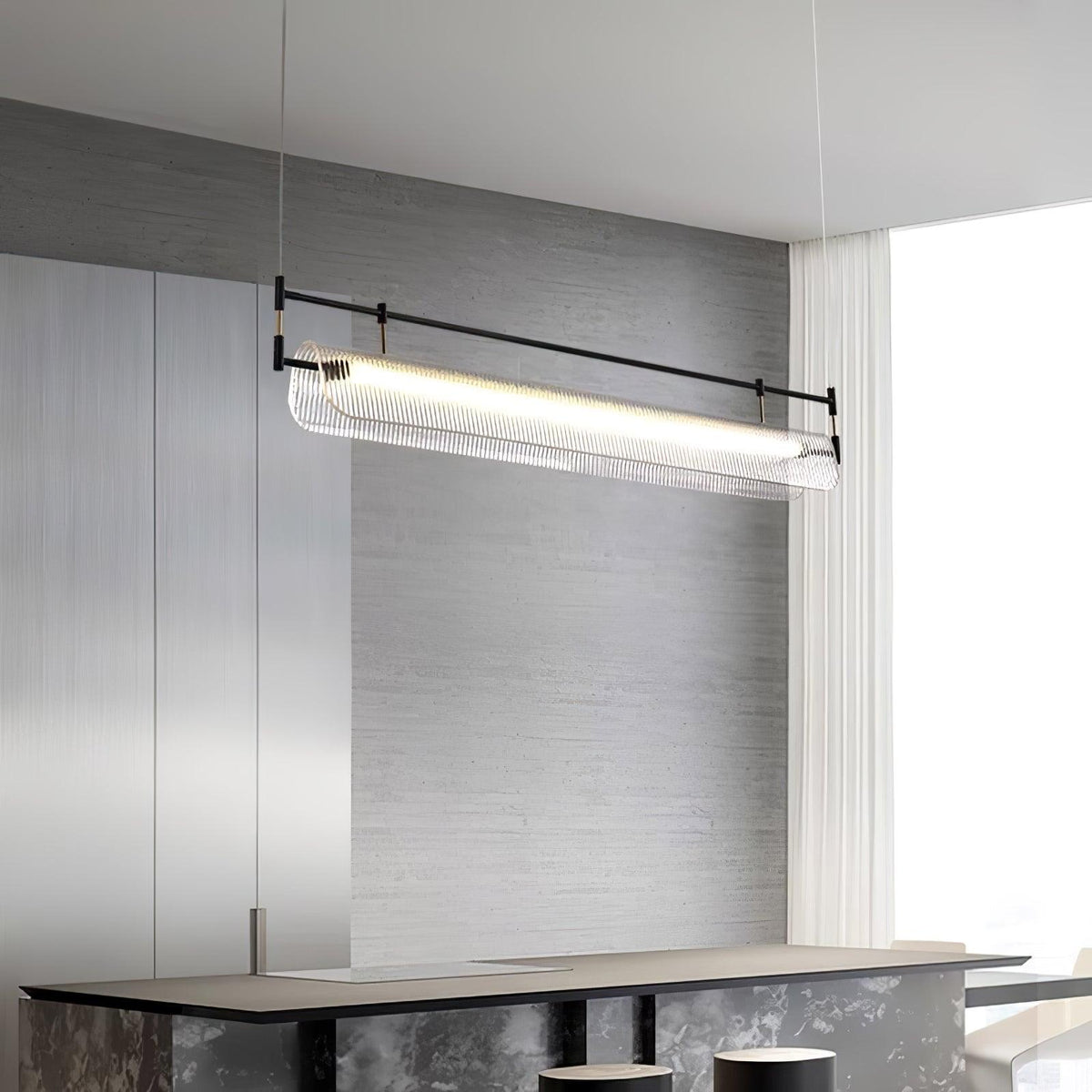 Linear Strip Chandelier – Ambient Illumination in Luxury Interior Setting View 13